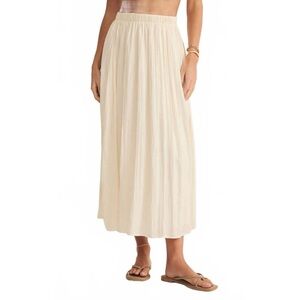 Z Supply Nicoline Crinkle Midi Skirt in Sandstone